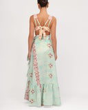 Back view of the RIVA BLUE 02 aqua floral pareo