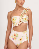Detail of DOLCE ESTATE bikini bottom in soft lycra with exclusive floral print