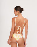 Back view of Gioia di Sole bikini bottom with moderate coverage and floral print.
