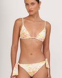 Close-up of Gioia di Sole bikini bottom highlighting floral print and tie-side detail.