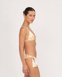 Side view of Gioia di Sole bikini bottom showing adjustable tie detail and mid-rise fit.