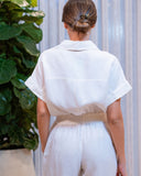 Luxury linen jumpsuit CANNES with clean back design and relaxed fit