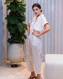 CANNES 100 percent linen jumpsuit for women styled as luxury resortwear