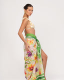 Side studio view of SABBIA pareo showing length and fluid fabric