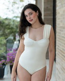 SORRENTO textured one-piece swimsuit with wide straps – front view